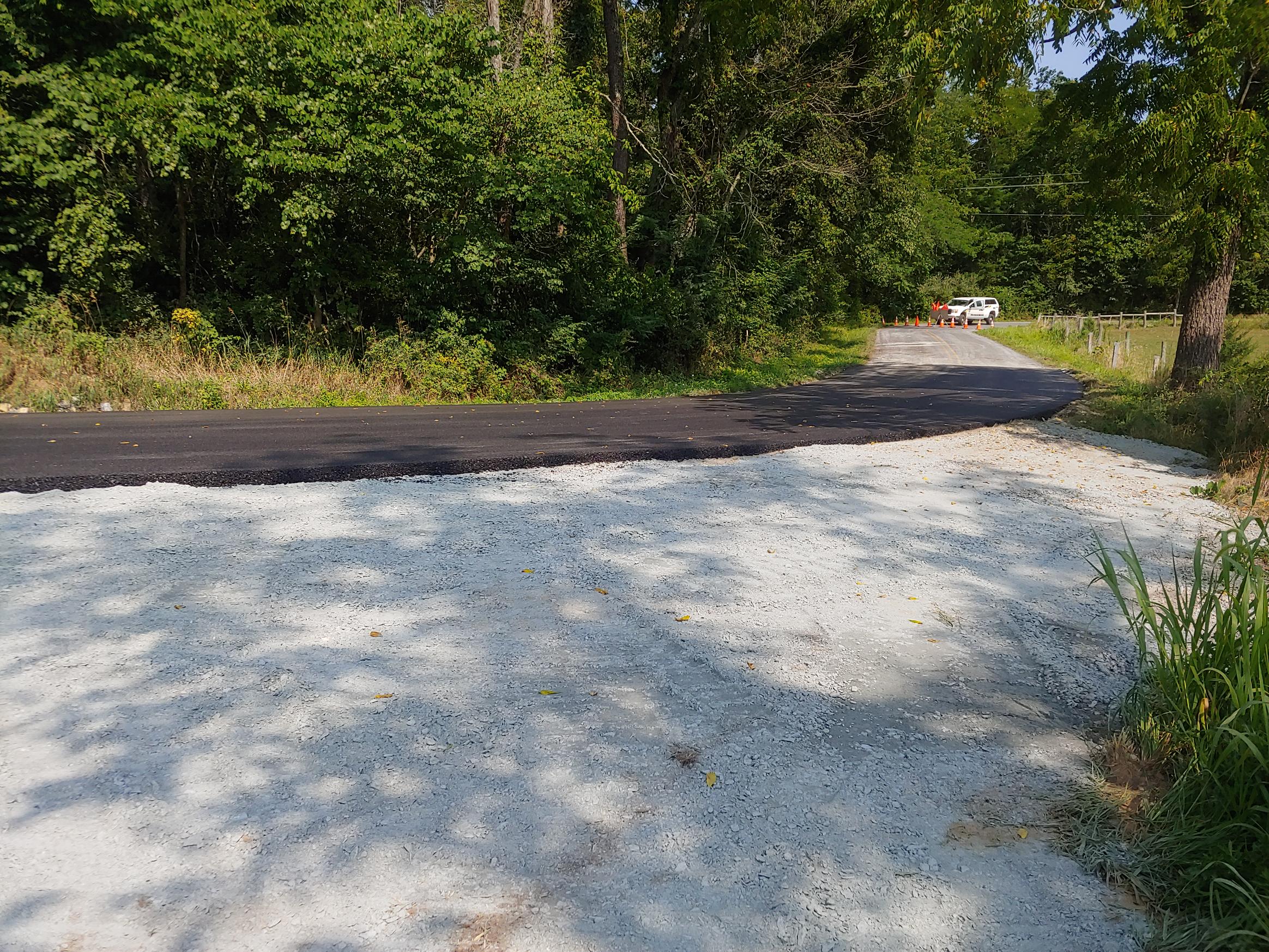 Blacktop Work on the S Turn at Sanders Road