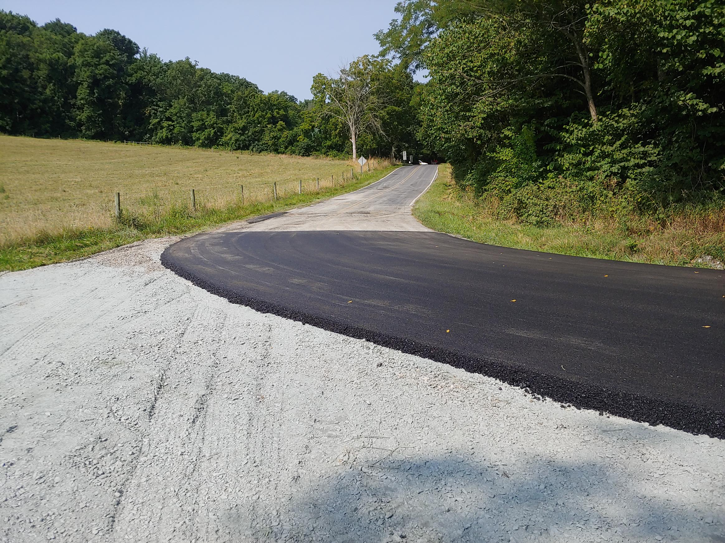 Blacktop Work on the S Turn at Sanders Road